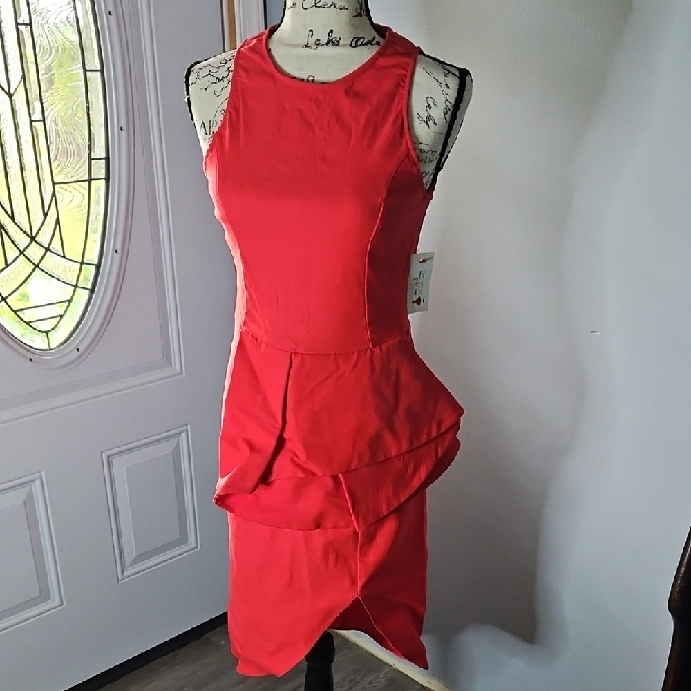 My Story Red Asymmetrical Halter Cocktail Dress